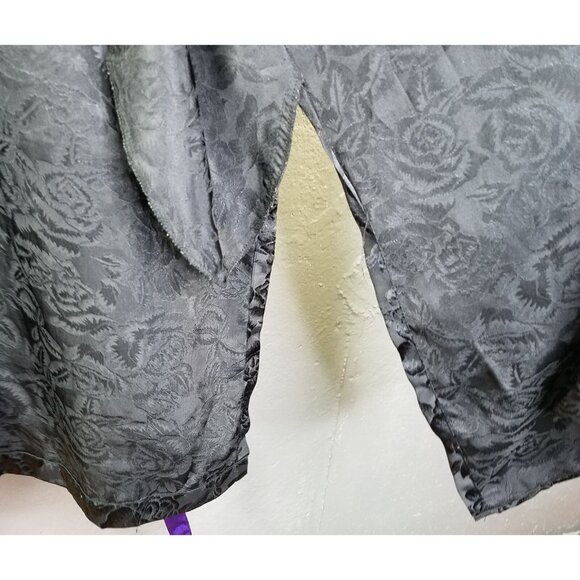 Vtg Victoria Secret Gold Label Robe One Size Satin Rose Black Purple Tie Kimono - Picture 10 of 15